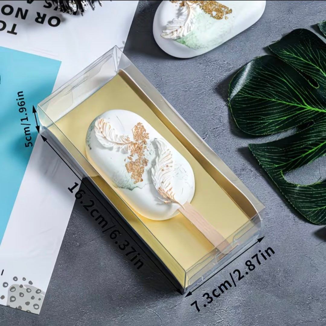 Clear Cakesicle Box Gold Insert 6 Count