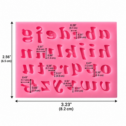 Lowercase Italic Alphabet Fondant & Gum Paste Silicone Mold