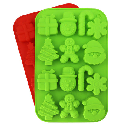 Christmas Silicone Santa And Friends Chocolate Mold 12 Cavity