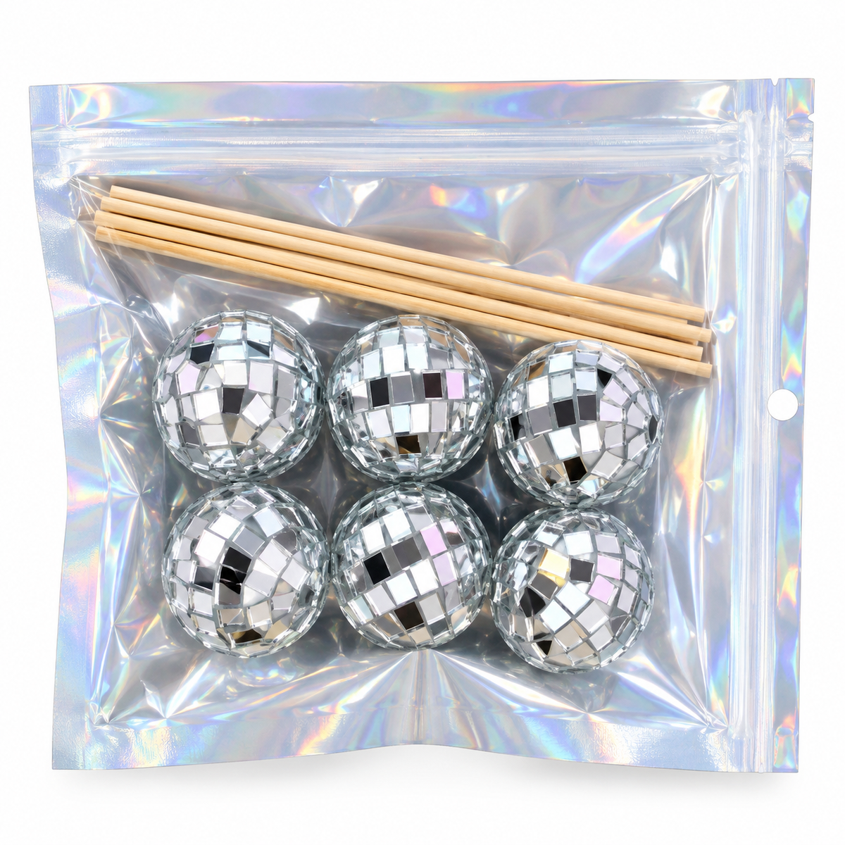 Silver Disco Ball Cake Toppers Set of 6 |