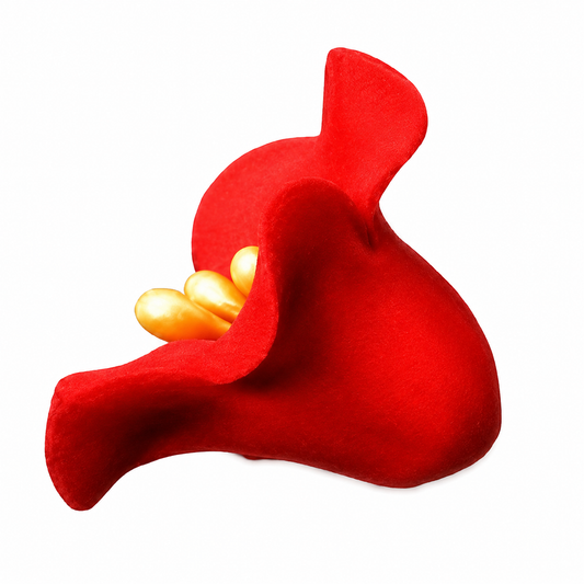 Red Blossom Gum Paste Flowers with Pearl Stamen 5 Count