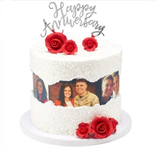 Happy Anniversary Topper Silver