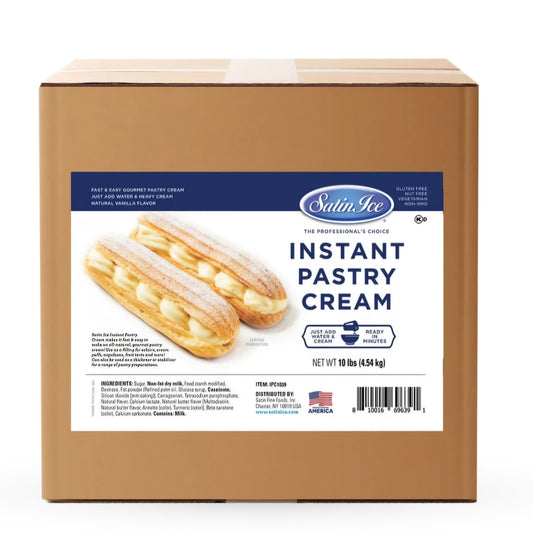 Satin Ice Instant Pastry Cream Mix – 10 lb Bulk Box | Custard-Style Pastry Filling