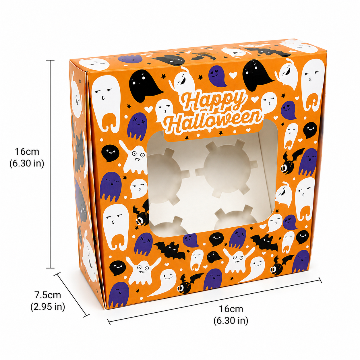 Halloween Cupcake Box Holds 4 Cupcakes - 5 Count