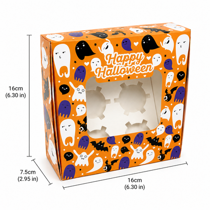 Halloween Cupcake Box Holds 4 Cupcakes - 5 Count