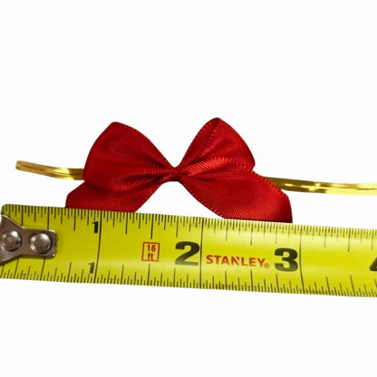 Red Satin Bow With Gold Twist Ties 12 Count
