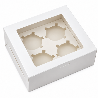 White Window Cookie Box with Removable Cupcake Insert – 6 in x 6 in x 3 in
