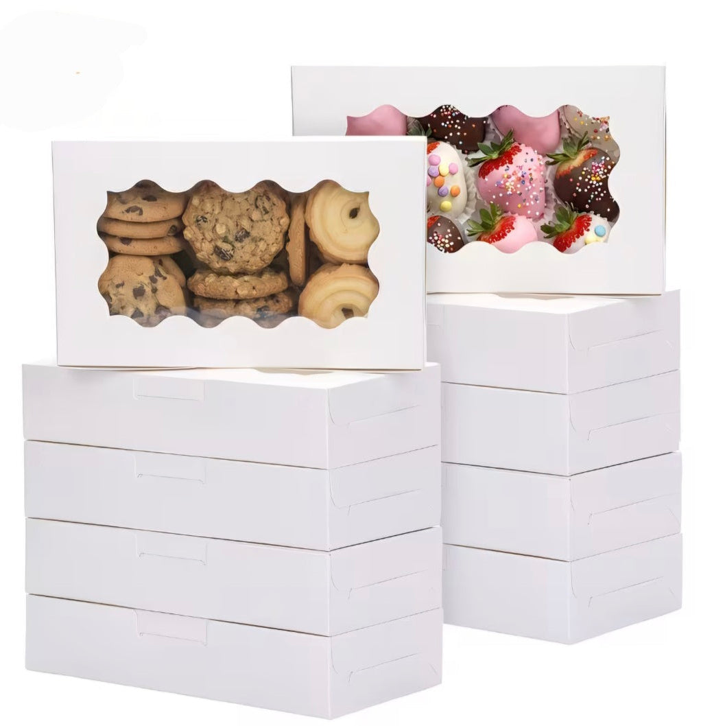 White Cookie Treat Box with Window, 7"L 5 Count