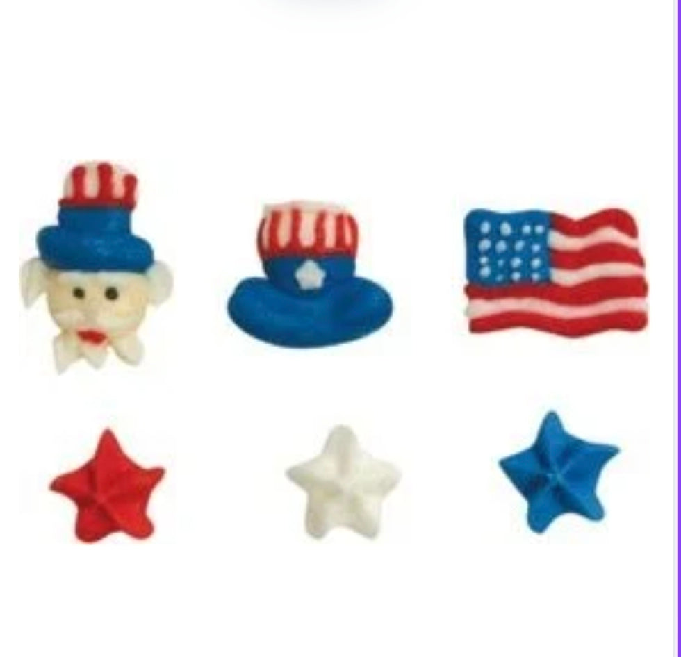 Edible Decorations Patriotic Mini Royal Icings 3/4in 10-Count