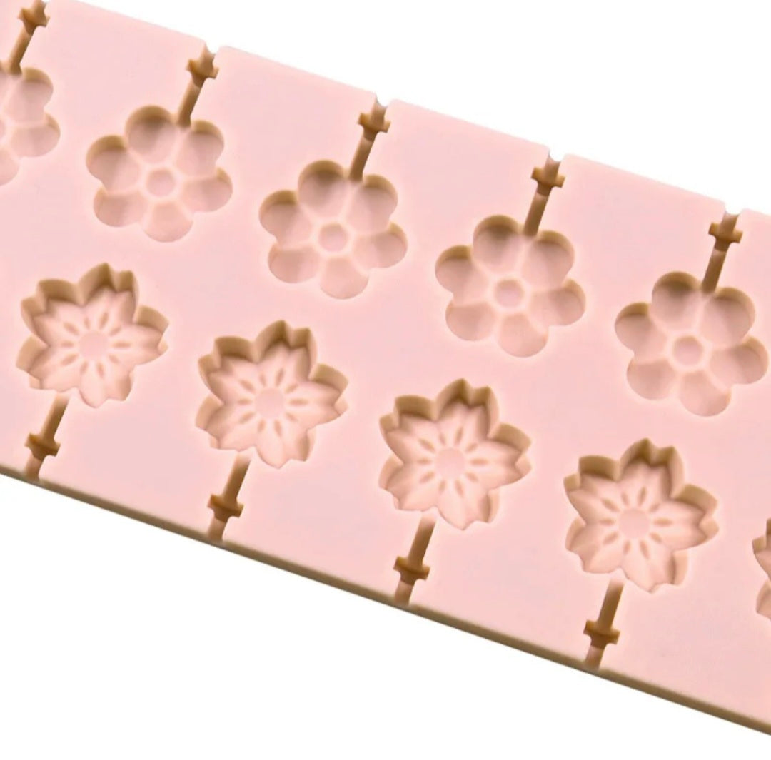 Flower Lollipop Silicone Mold – 10 Cavity Candy, Chocolate & Isomalt Pops Mold (Daisy & Blossom Shapes)