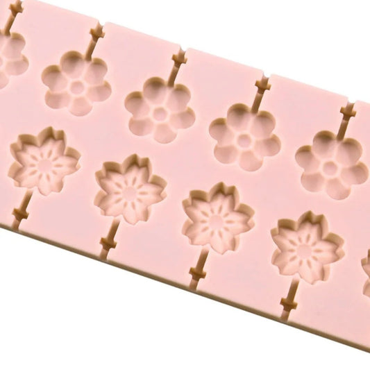 Flower Lollipop Silicone Mold – 10 Cavity Candy, Chocolate & Isomalt Pops Mold (Daisy & Blossom Shapes)