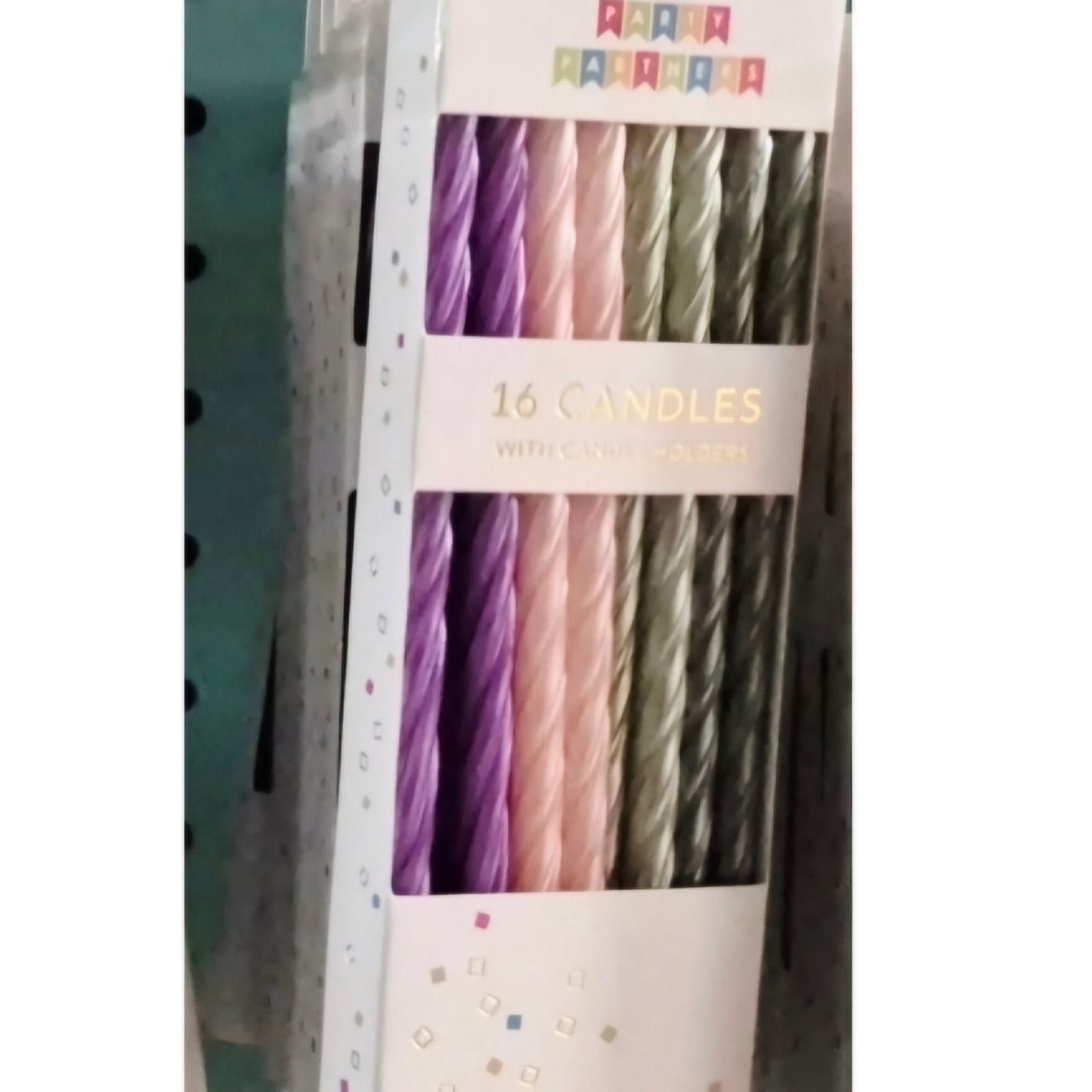 Purple Pink Grey Pearl Birthday Candles 16 Count