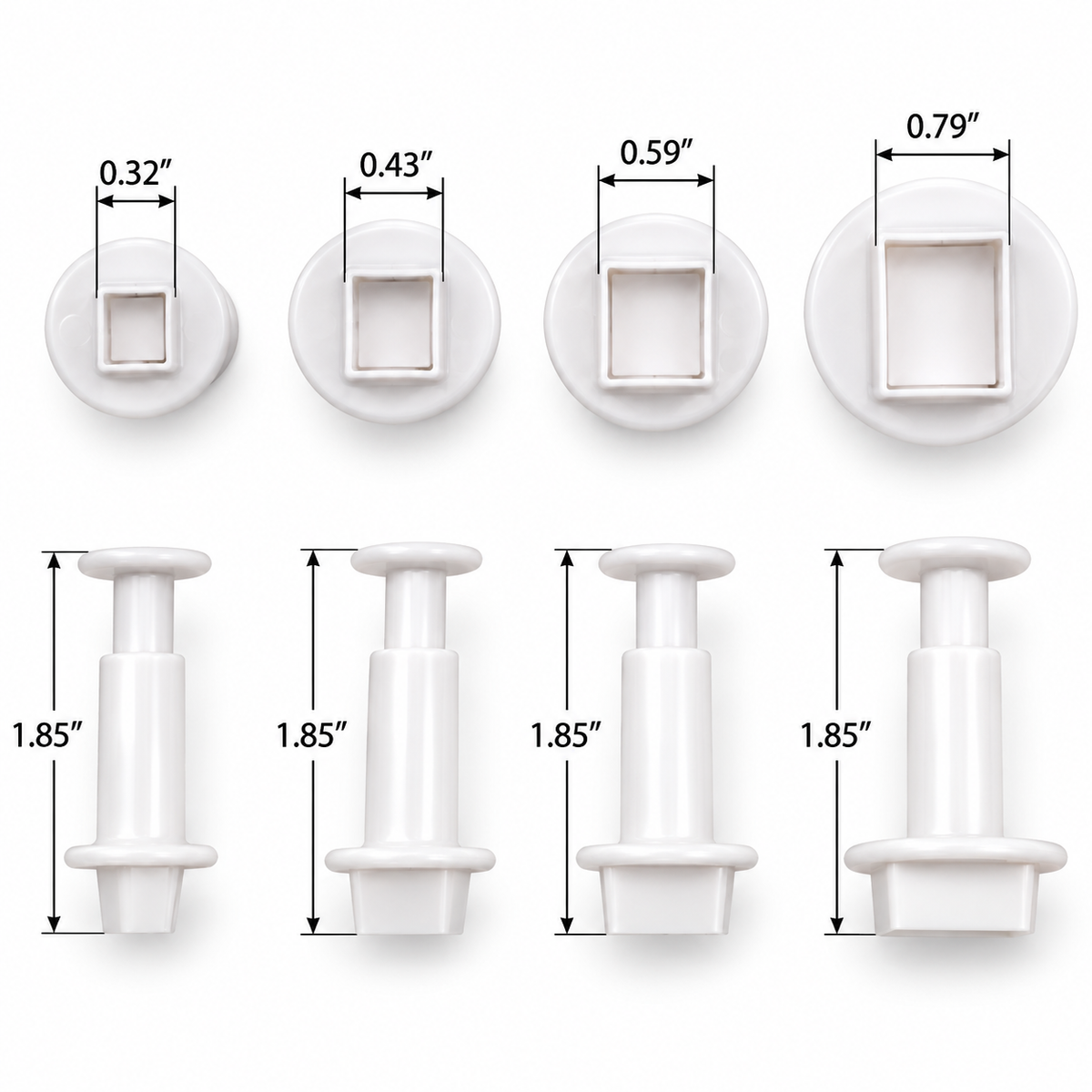 Graduated Rectangle Fondant & Gum Paste Plunger Cutters - 4 Piece Set