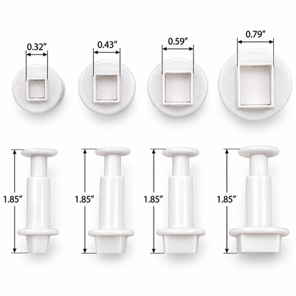 Graduated Rectangle Fondant & Gum Paste Plunger Cutters - 4 Piece Set