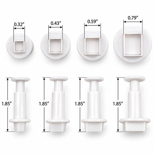Graduated Rectangle Fondant & Gum Paste Plunger Cutters - 4 Piece Set
