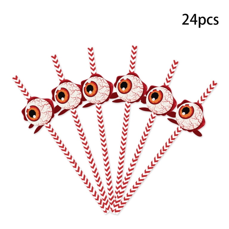 Halloween Blood Shot Eyeball Paper Straws for Cake Pops & Drinks 24 Count