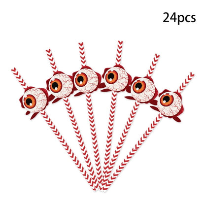 Halloween Blood Shot Eyeball Paper Straws for Cake Pops & Drinks 24 Count