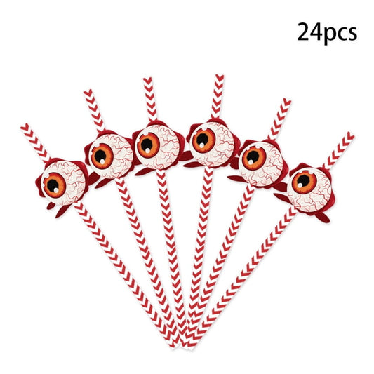 Halloween Blood Shot Eyeball Paper Straws for Cake Pops & Drinks 24 Count