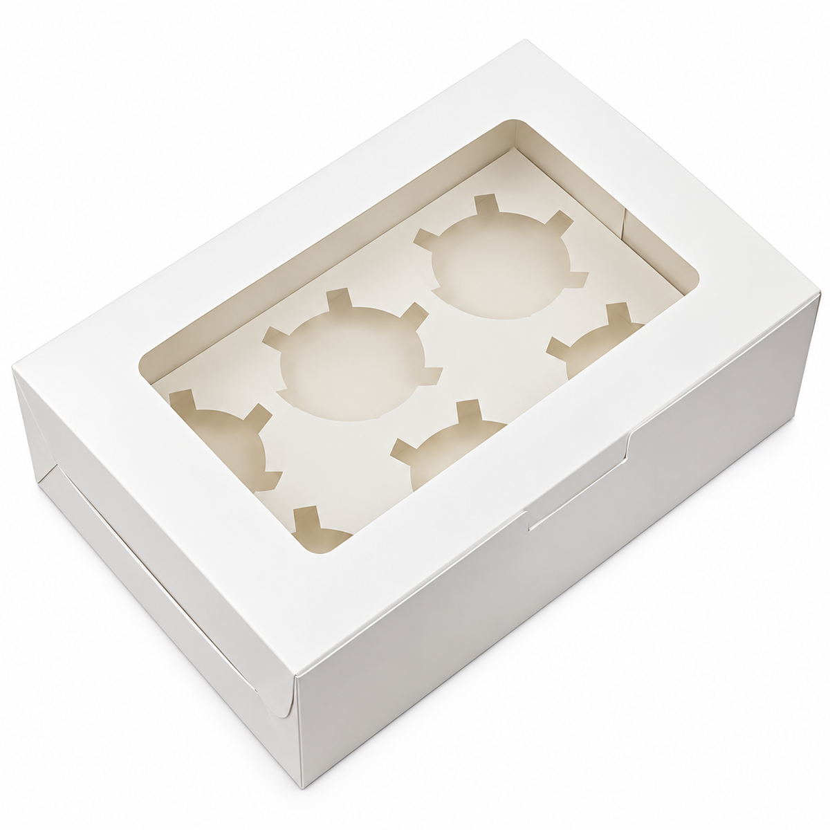 White Window Cupcake Box with Insert – 6 Cupcake