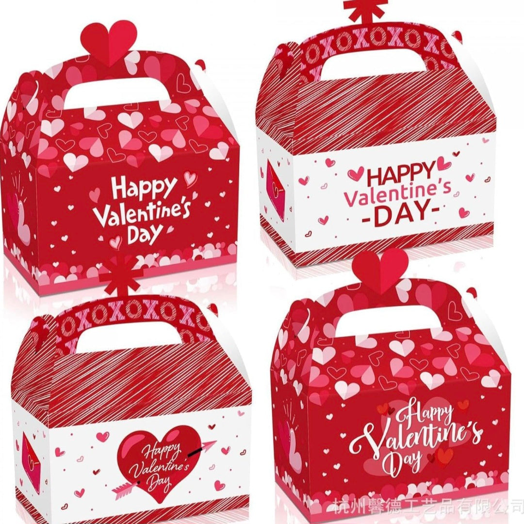Valentine’s Day Gable Treat Boxes, 4 Count | Heart & Love Designs
