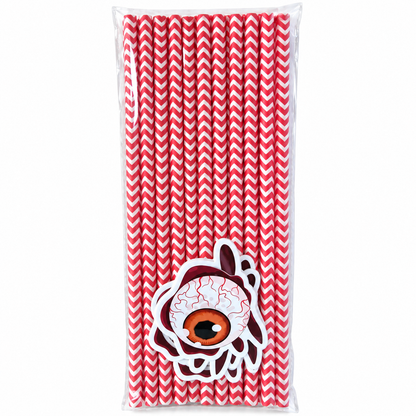 Halloween Blood Shot Eyeball Paper Straws for Cake Pops & Drinks 24 Count