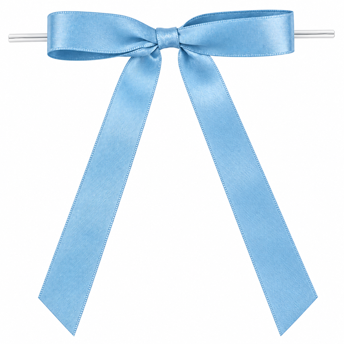Dusty Blue Pre-Tied Satin Ribbon Bows with Twist Ties – 12 Pack