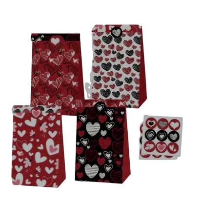 Valentine Paper Treat Bags - Candy, Cookie & Gift Sacks 6 Count