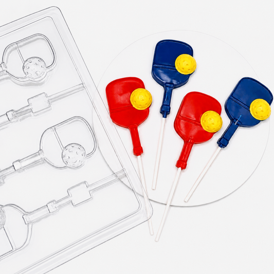 Pickleball Chocolate Lollipop Mold | 4 Cavity Sports Candy Mold for Chocolate, Candy Melts & Party Favors