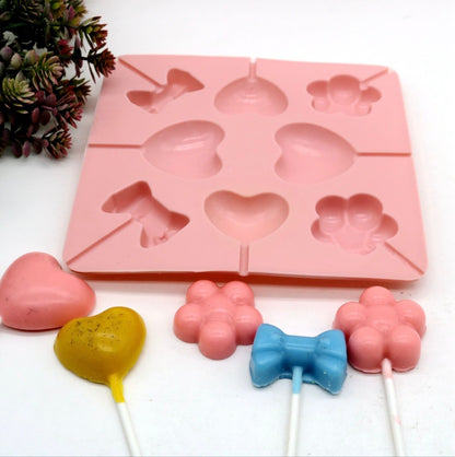 Sweetheart Hearts & Bows Silicone Lollipop Mold