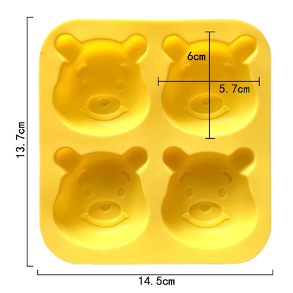 Yellow Bear Face Silicone Chocolate Mold – 4 Cavity
