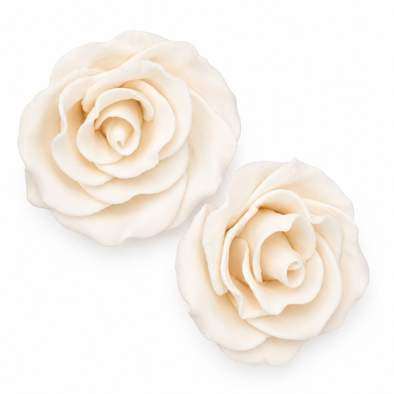 Ivory Large Gum Paste Roses 2 Inch Edible Cake Decorations – 2 Count