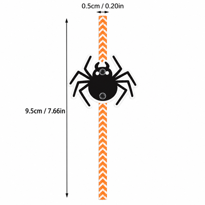 Halloween Spider Paper Straws for Drinks & Cake Pops 24 Count
