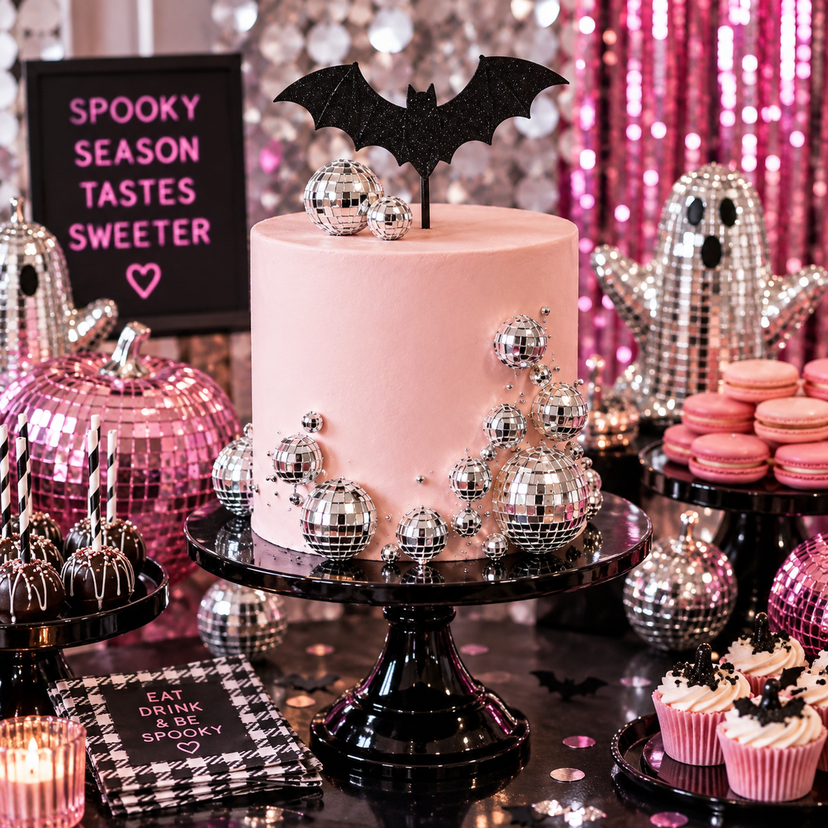 Silver Disco Ball Cake Toppers Set of 6 |
