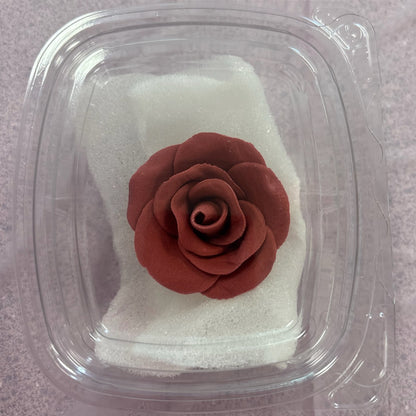 Burgundy Rose Gum Paste Flower - 2" Cake Decoration