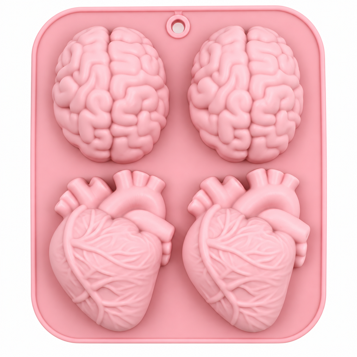 Anatomical Heart & Brain Silicone Mold – 4 Cavity