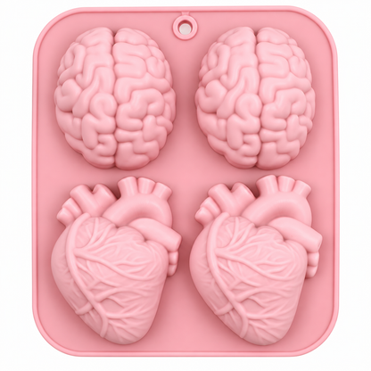Anatomical Heart & Brain Silicone Mold – 4 Cavity