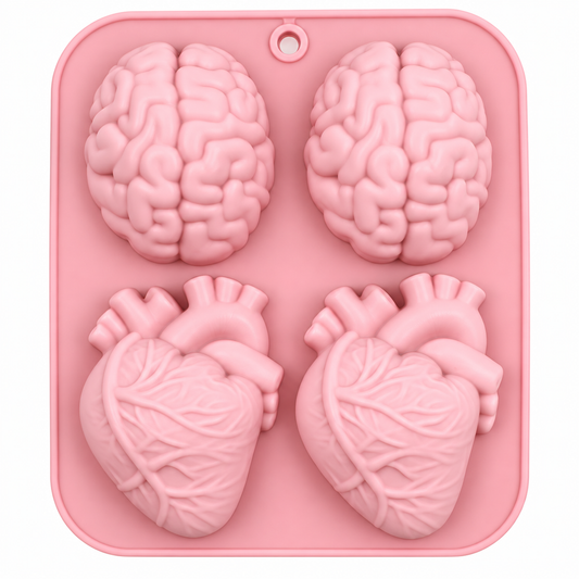 Anatomical Heart & Brain Silicone Mold – 4 Cavity