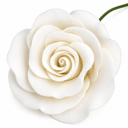 White Fancy Gum Paste Roses 1in 2 Count for Wedding Cakes & Cake Decorating