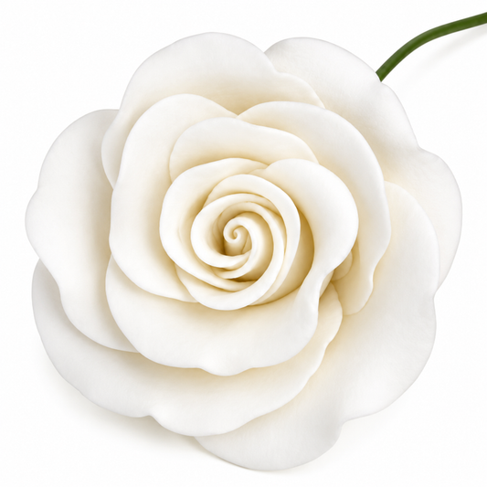 White Fancy Gum Paste Roses 1in 2 Count for Wedding Cakes & Cake Decorating