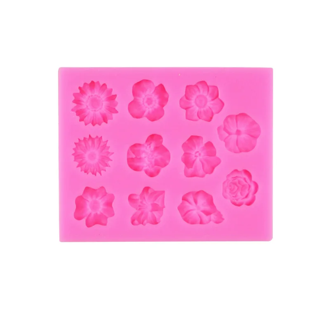 Assorted Mini Flowers Fondant & Gum Paste Silicone Mold – 12 Designs