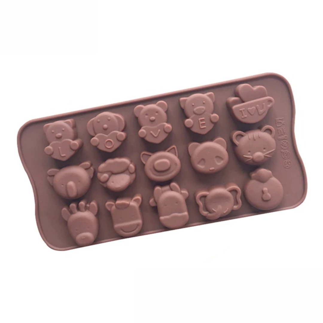 Kawaii Baby Animal Faces Silicone Chocolate Mold – 15 Cavity
