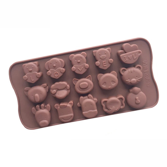 Kawaii Baby Animal Faces Silicone Chocolate Mold – 15 Cavity