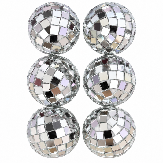 Silver Disco Ball Cake Toppers Set of 6 |