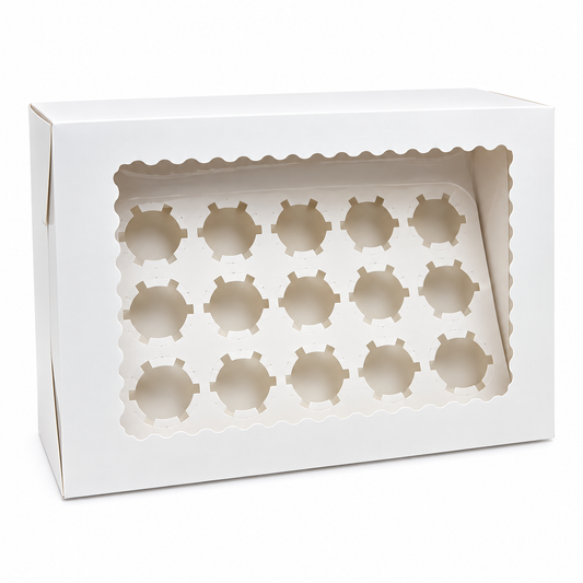 White Window Cupcake Box with Insert – 24 Cupcake