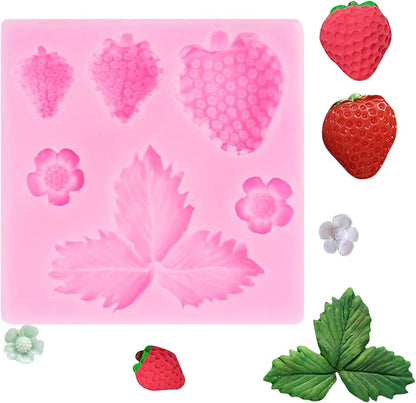 Strawberry Leaves & Flower Silicone Mold | Fondant & Chocolate Mold