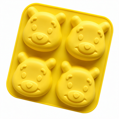Yellow Bear Face Silicone Chocolate Mold – 4 Cavity