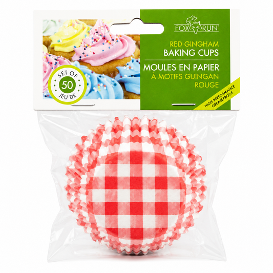 Fox Run Red Gingham Baking Liners 50 Count