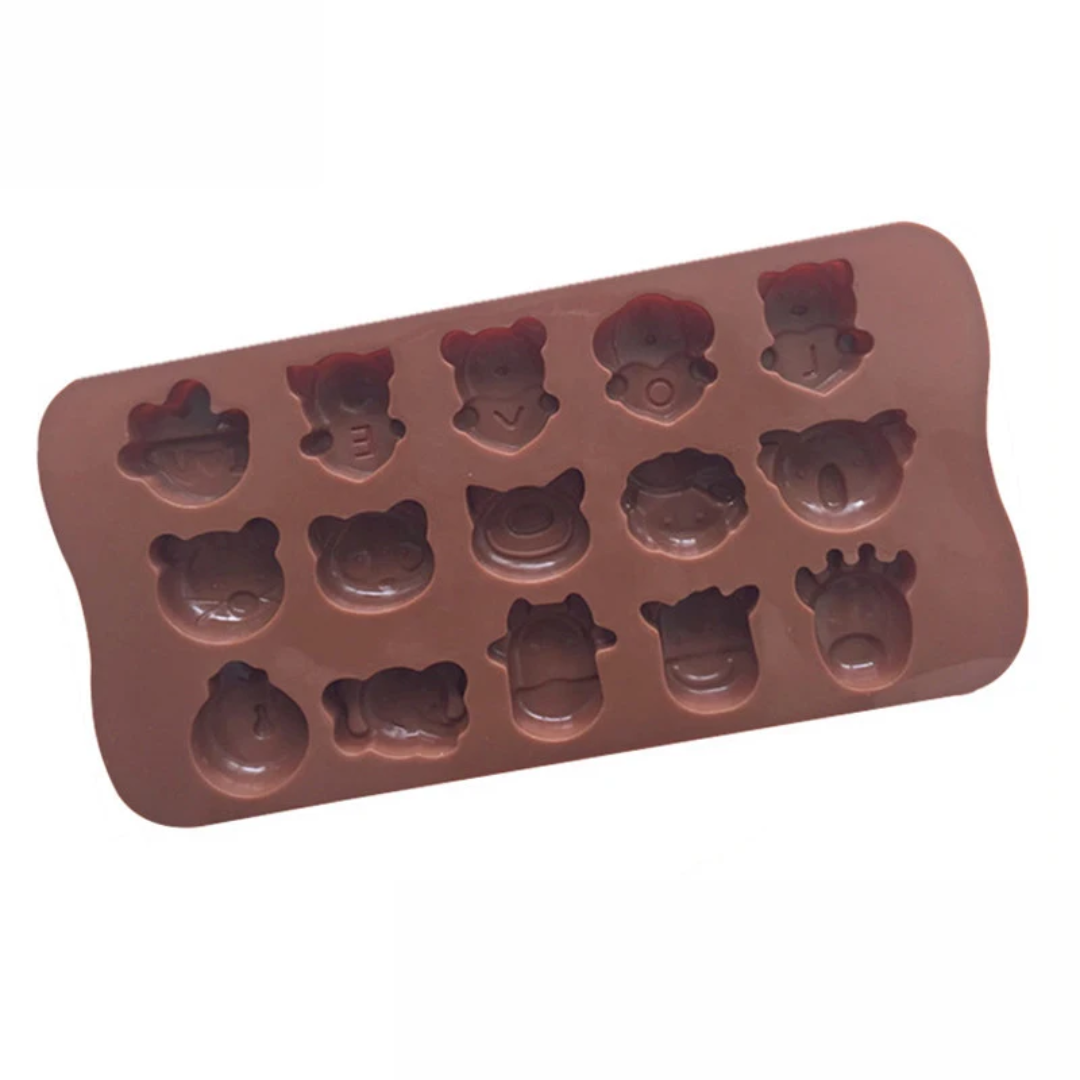 Kawaii Baby Animal Faces Silicone Chocolate Mold – 15 Cavity