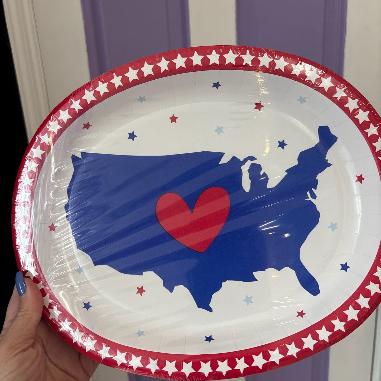 Starry 4th of July Oval Plates  8ct