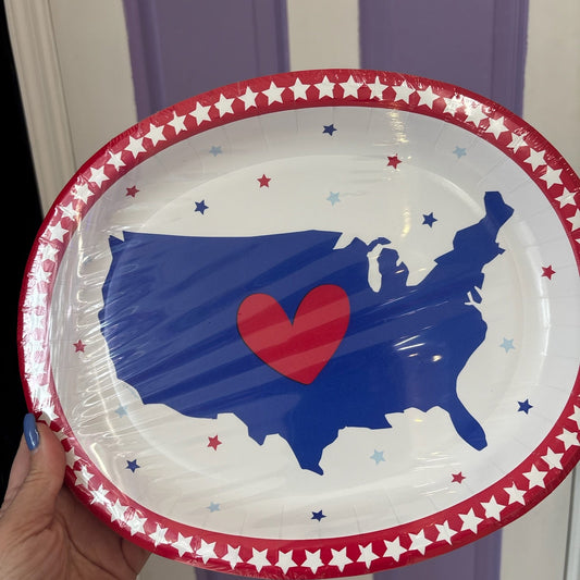Starry 4th of July Oval Plates  8ct